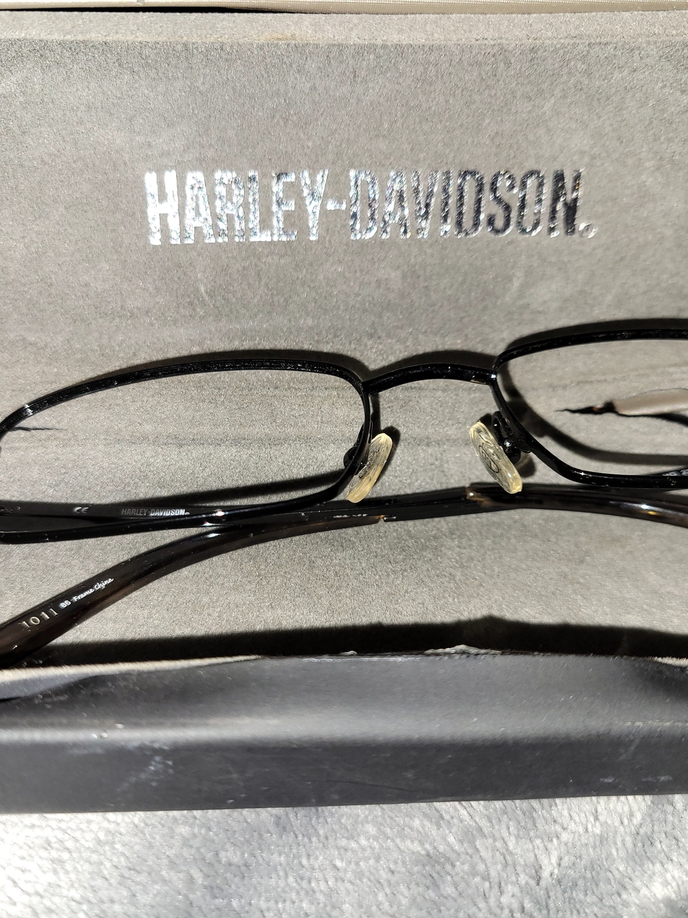 Harley-Davidson Black Metal Rectangular Eyeglass Frames